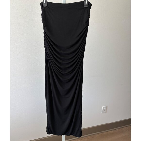 Klassy Network Skirt Medium BodyCon Ruched High Slit Festival Boho Glam Romantic - Picture 13 of 16